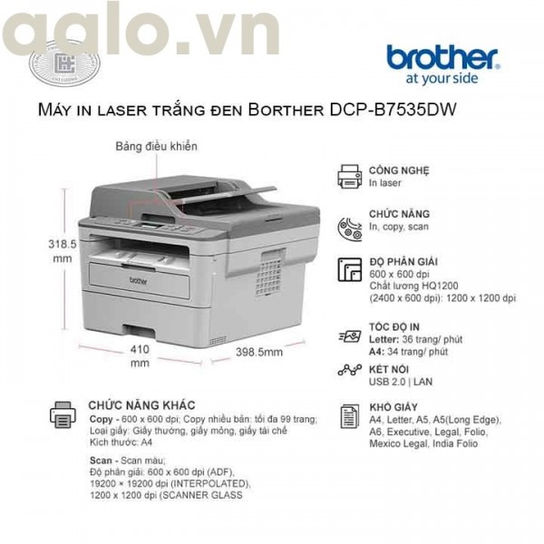 Máy in laser trắng đen đa năng Brother DCP-B7535DW Wifi