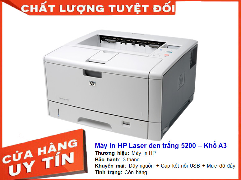 Máy in HP Laser đen trắng 5200 - Khổ A3 Kèm hộp mực , dây nguồn , dây usb mới -  aalo.vn