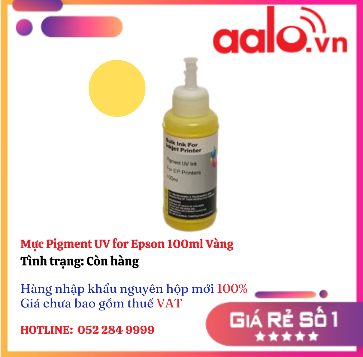 Mực Pigment UV for Epson 100ml  Vàng