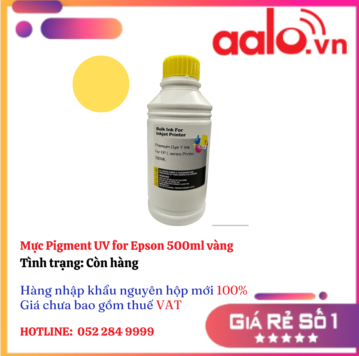 Mực Pigment UV for Epson  500ml  vàng