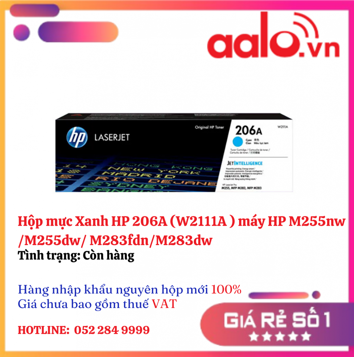 Hộp mực Xanh HP 206A (W2111A ) máy HP M255nw/M255dw/ M283fdn/M283dw