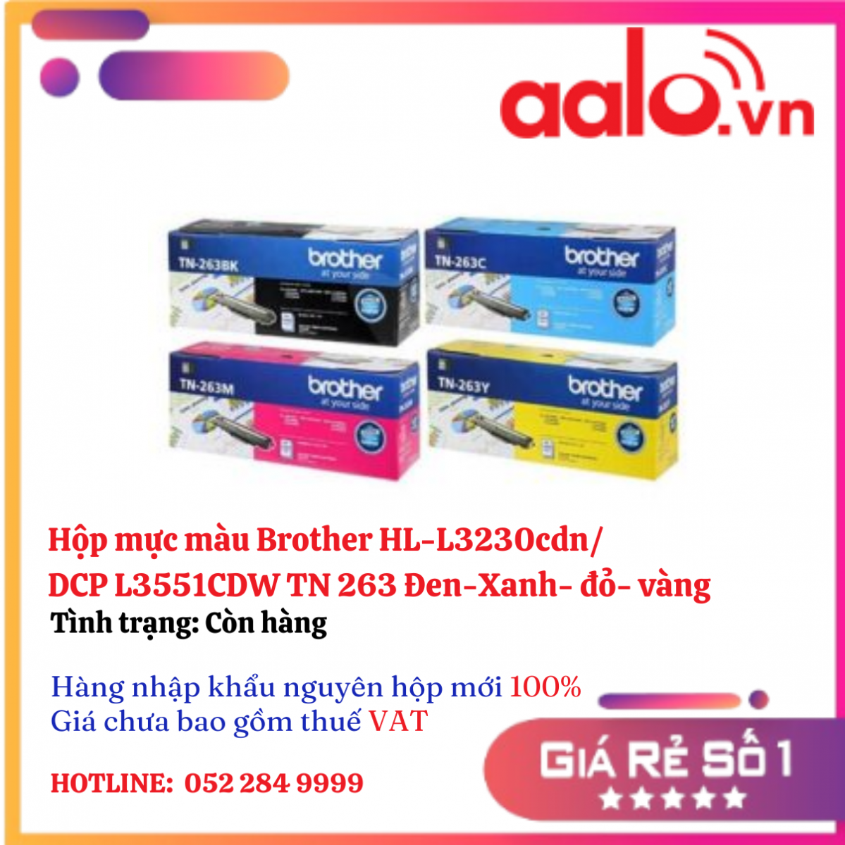 Hộp mực màu Brother HL-L3230cdn/DCP L3551CDW TN 263 Đen-Xanh- đỏ- vàng