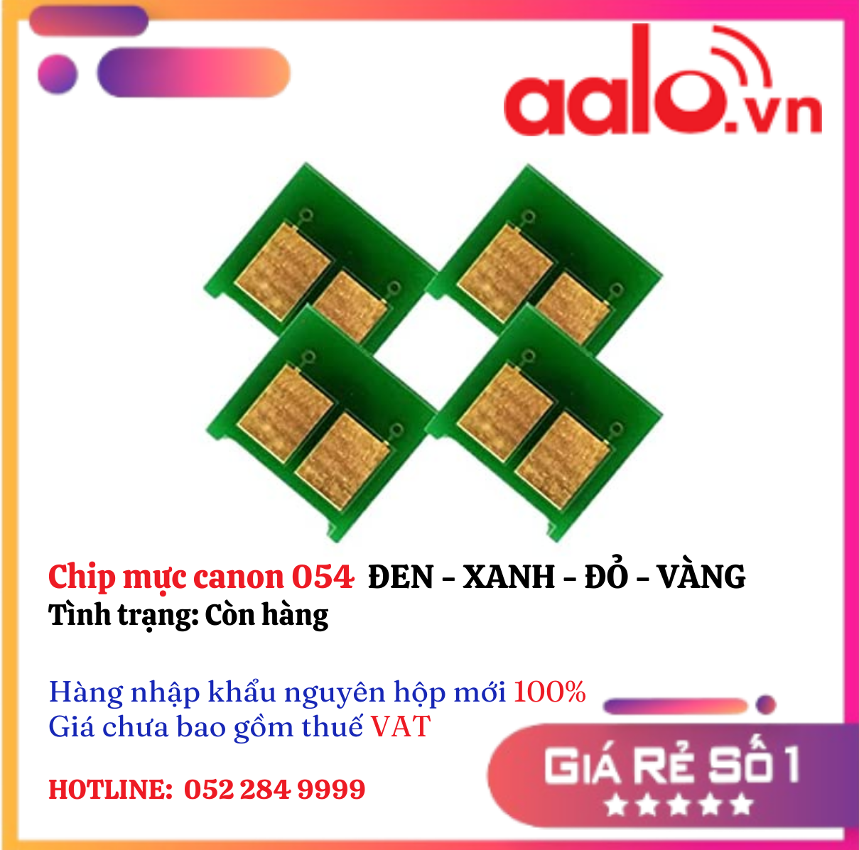 Chip mực canon 054 ĐEN - XANH - ĐỎ - VÀNG