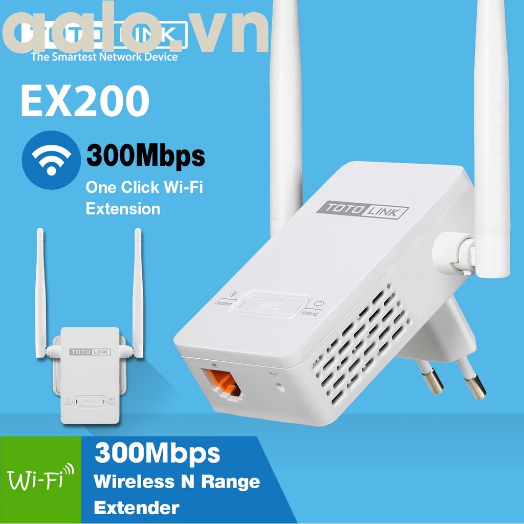 Thiết Bị Kích Sóng WiFi Repeater TOTOLINK EX200 (Trắng) - aalo.vn