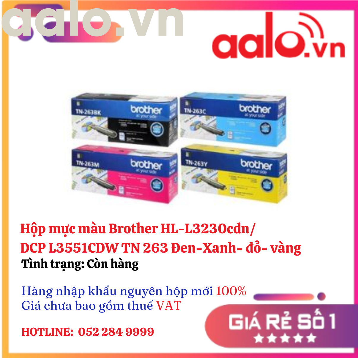 Hộp mực màu Brother HL-L3230cdn/DCP L3551CDW TN 263 Đen-Xanh- đỏ- vàng