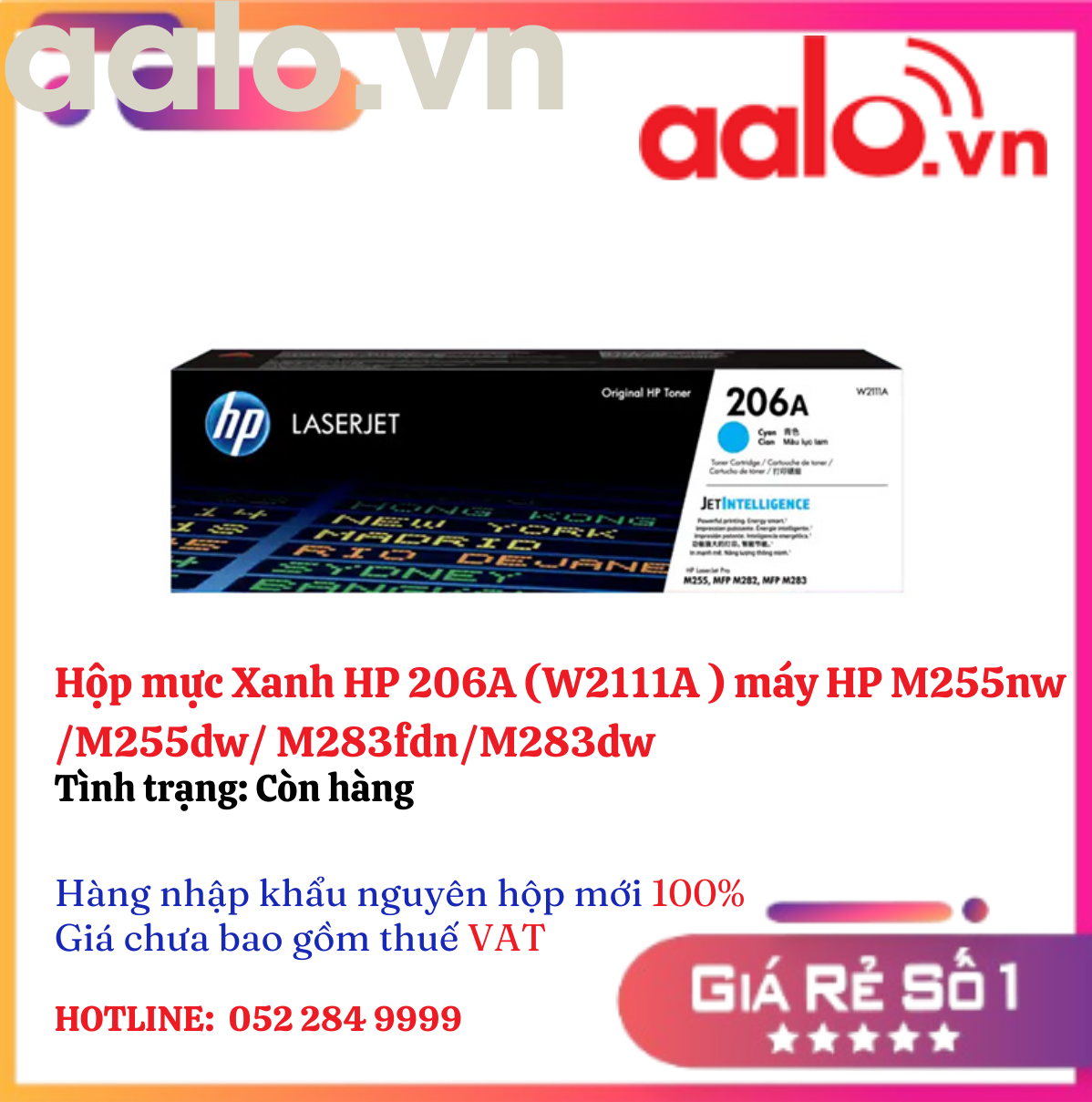 Hộp mực Xanh HP 206A (W2111A ) máy HP M255nw/M255dw/ M283fdn/M283dw