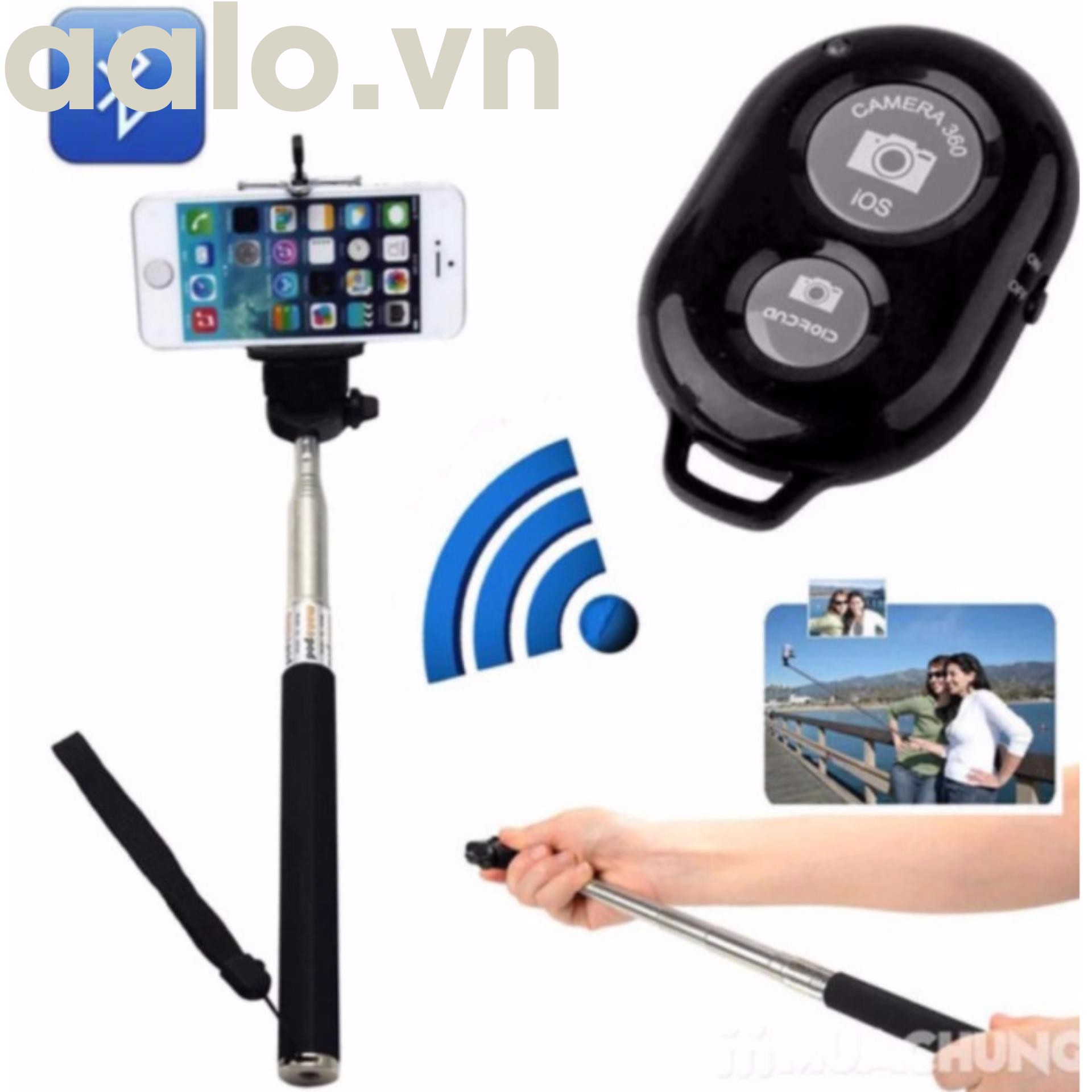 Combo 100 Remote chụp ảnh cho điện thoại Bluetooth Shutter (Màu Đen)-aalo.vn